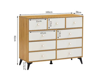 9-Drawer Cabinet Dresser, Wood MDF Boards, Wood Color Storage Unit