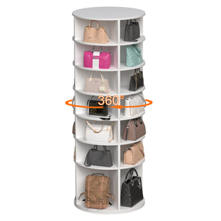 Rotating Shoe Rack Tower – 7-Tier Spinning Shoe Organizer, 360° Revolving Free Standing Shoe Storage, High Bottom Design, Fits 28 Pairs (7-Tier White)