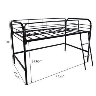 Metal Twin Loft Bed , Twin Size High Loft Bed Black