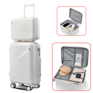 4-Piece Luggage Set (14/20/24/28), Expandable Lightweight Suitcase with 4 Double 360° Mute Spinner Wheels, Durable PP Materials, TSA Lock Travel Luggage