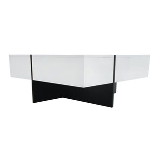 On-Trend Unique Design Coffee Table with 4 Hidden Storage Compartments, Square Cocktail Table with Extendable Sliding Tabletop, UV High-Gloss Finish, Center Table for Living Room, 31.5" x 31.5"