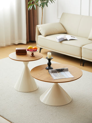 ROUND COFFEE TABLE WHITE+WOOD