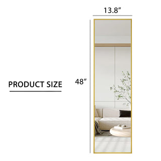 The 4rd generation aluminum alloy metal frame wall mounted full body mirror, bathroom makeup mirror, bedroom entrance, decorative mirror, quality upgrade, 48 "* 13.8"