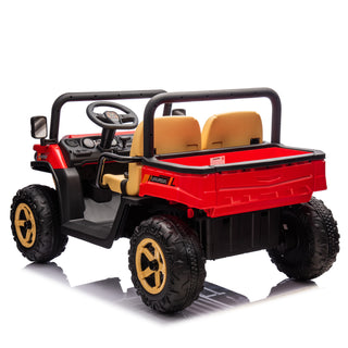 24V XXXL Kids Ride On UTV W/Parents Remote Control,Two-seater,Automatic tipping bucket,Rear wheel suspension,Slow start,Portable handle,Safety Belt,LED light,USB,MP3,Bluetooth,Horn for Kids Aged 3-8.