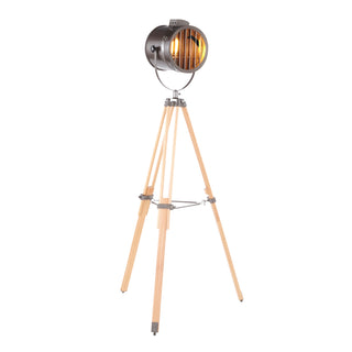 Ahoy Industrial Floor Lamp in Natural Wood and Antique Metal by LumiSource