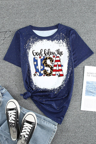 God Bless The U.S.A Printed Tee Shirt for Women