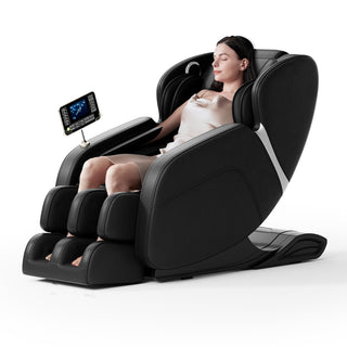 Full Body Massage Chair, Zero Gravity Mode, Deep Tissue Massage Chair, Foot Massage, 8 Fixed Massage Roller, LCD Touch Screen, Waist Heater, Bluetooth, Suitable for 5.1-5.75Ft Height (Black)