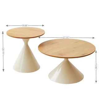 ROUND COFFEE TABLE WHITE+WOOD