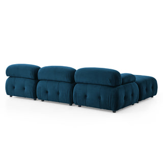 Modular Sectional Sofa, Button Tufted Designed and DIY Combination,L Shaped Couch with Reversible Ottoman, Navy Velvet