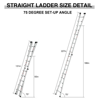 22ft Aluminum Multi-Position Ladder with Wheels, 300 lbs Weight Rating