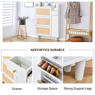 Modern Minimalist Storage Cabinet - Japanese Rattan Shoe Cabinet, Bed Top Cabinet, Small Home Furniture for Corridors and Living Rooms - GZ-DI-03