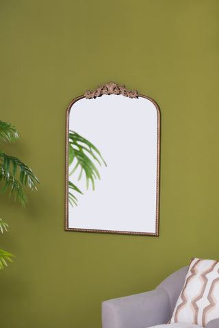 24" x 36" Gold Arch Mirror, Baroque Inspired Wall Decor for Bathroom Bedroom Living Room