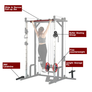 Power cage with LAT PullDown and Weight Storage Rack Optional Weight Bench, 1400 lb Capacity Power Rack for Home and Garage Gyms, Multiple Accessory Squat Racks for Full Body Workouts