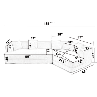 [VIDEO PROVIDED][ New And Upgraded Extended Edition]Modular sofa , modern minimalist style sofa,  upholstered ,  free combination, round fiber fabric, anti-wrinkle fabric,Dimension exten, creamy-white