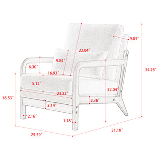 Modern Teddy Fabric Accent Chair,Wood Frame Armchair for Living Room