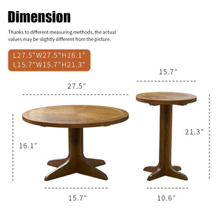 2-Piece Modern Farmhouse Living Room Coffee Table Set, Stylish and Elegant Nesting Round Wooden Table,Side End table set for Living Room,Bedroom