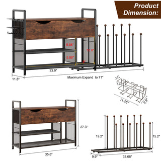 Lift Top Shoe Bench Organizer with Storage Compartment, Entryway Tall Boot Rack, Umbrella Holder, Wooden Shoe Rack for Front Door, Bedroom, Closet, Black-Archaize