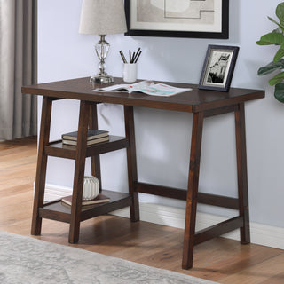 Redina Contemporary Wood Writing Desk with Storage, Espresso