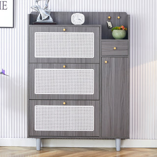 Modern minimalist storage cabinet, Japanese rattan shoe cabinet, bed top cabinet, small home furniture. Suitable for corridors and living rooms. GZ-DI-03