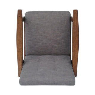 Mid-Century Modern Accent Chair, Tufted Armchair with Dark Gray Upholstery and Brown Frame, 1-Piece