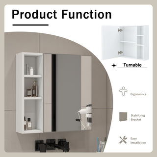 A white MDF material mirror cabinet, bathroom mirror, and a separate wall mounted bathroom mirror for storage and space saving.