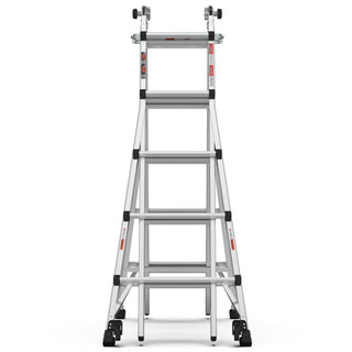 22ft Aluminum Multi-Position Ladder with Wheels, 300 lbs Weight Rating