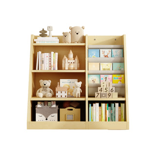 Wooden Toy Storage Organizer Cabinet Natural/ Wood Kids Bookshelf  Children Bookcase Toddler Baby Sling Book Rack Adjustable Shelf for Playroom Bedroom Nursery Hallway School Kindergarten Living room