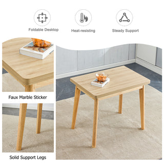 Wooden foldable table, rubber wood leg MFC tabletop, foldable computer desk, foldable office desk, suitable for restaurants, living rooms, terraces, kitchens