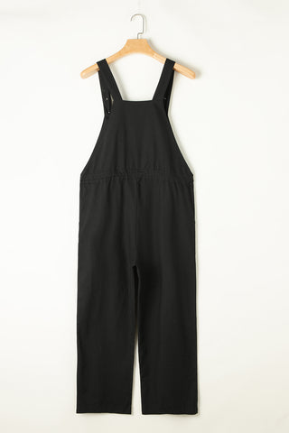 Drawstring Wide Strap Overalls with Pockets