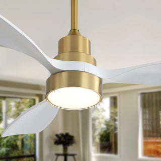 48 Inch Wood Ceiling Fan With 3 Solid Wood Blades Remote Control Reversible DC Motor For Living Room