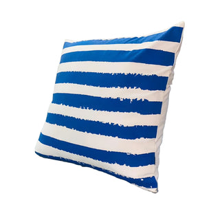 20 x 20 Modern Square Cotton Accent Throw Pillow, Screen Printed Stripes Pattern, Blue, White