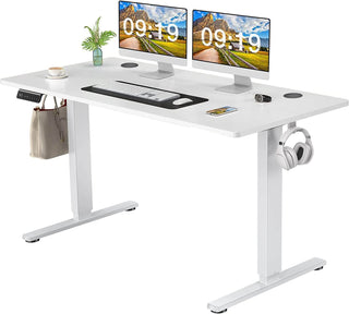 Electric Height Adjustable Standing Desk, Sit to Stand Ergonomic Computer Desk,White,55x24in