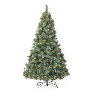 7ft Cashmere & Snow Bristle Tree with 75 Pine Cones, 900 Led Lights, 1233 Tips, Dia:59