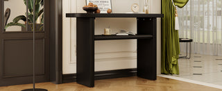 TREXM Elegant Minimalist Console Table with Rounded Edges and Sturdy Shelf Design for Entryway, Living Room(Black)