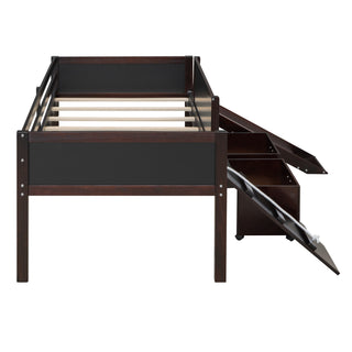 Twin size Loft Bed Wood Bed with Two Storage Boxes - Espresso ( old sku: LP000075AAP )