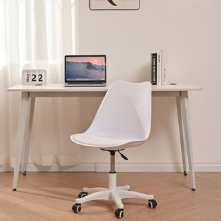 Armless Office Chair - Ergonomic Small Computer Desk Chair with Wheels, Adjustable Rolling Swivel Task Chair for Small Spaces (White)