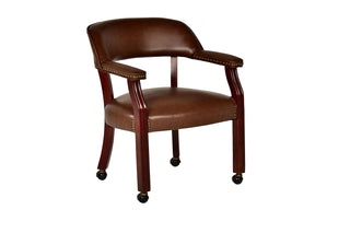 Tournament - Classy Arm Chair With Casters - Dark Brown