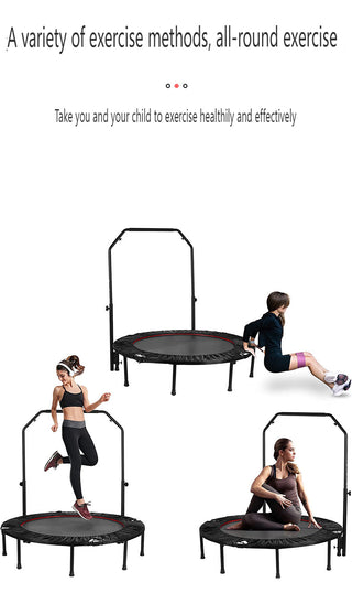 48" Foldable Mini Trampoline Max Load 300lbs, Fitness Rebounder with Adjustable Foam Handle, Exercise Trampoline for Adults Indoor/Garden Workout, Thanksgiving, Black Friday, Cyber Monday, Christmas Gift