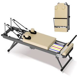 Pilates core bed, foldable home high quality, yoga studio with the same commercial fitness equipment, beige