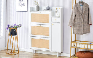 Modern minimalist storage cabinet, Japanese rattan shoe cabinet, bed top cabinet, small home furniture. Suitable for corridors and living rooms. GZ-DI-03