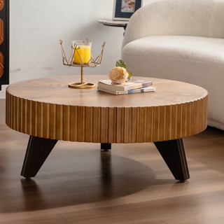 35.4 'Round Retro Coffee Table, Coffee Table Suitable For Coffee and Home Decor, Natural