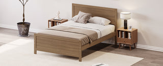 Wood Platform Bed Frame with Headboard, Mattress Foundation with Wood Slat Support, No Box Spring Needed, Full Size, Walnut