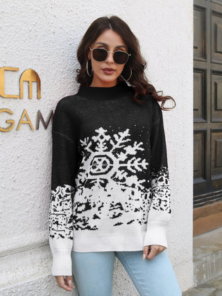 Snowflake Mock Neck Sweater