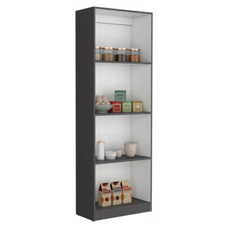 Home Bookcase with 4-Shelf Modern Display Unit for Books and Decor -Matt Gray / White -Office