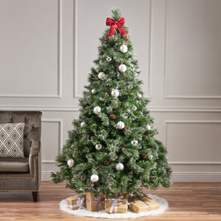 7ft Cashmere & Snow Bristle Tree with 75 Pine Cones, 900 Led Lights, 1233 Tips, Dia:59