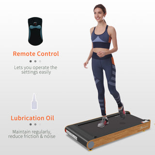 Soozier Under Desk Treadmill, 2.5HP Portable Walking Pad with Bluetooth Speaker, Remote Control, LED Display, 265 lbs Weight Capacity, for Home Gym & Office, Wood Look