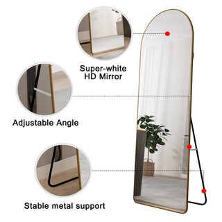 The 3rd generation aluminum alloy metal frame arched floor mounted wall mirror, upgraded in quality, bathroom makeup mirror, bedroom entrance, clothing store, gold 65 "* 23 "W1151121956