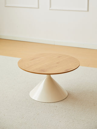 ROUND COFFEE TABLE WHITE+WOOD