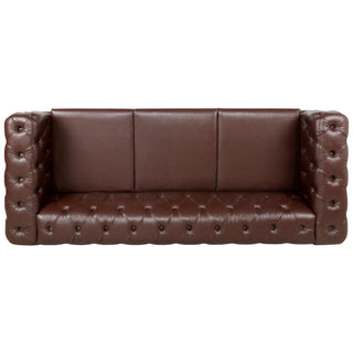 84.06" Traditional 3-Seater Sofa, Square Arm Design with Removable Cushions, Comfortable Living Room Furniture