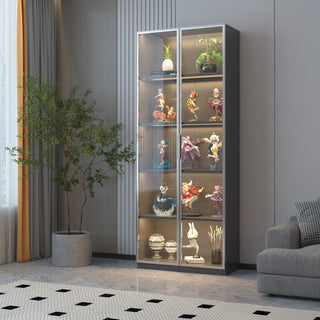 Best selling new design double door metal glass display storage cabinet  with light strip for living room